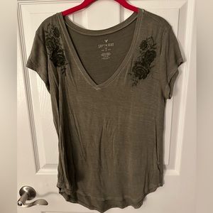 American Eagle Rose Embellished Tee